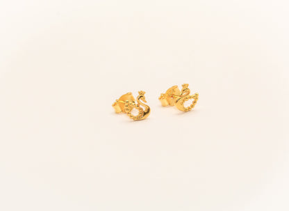 21K Gold Swan Kids Earrings