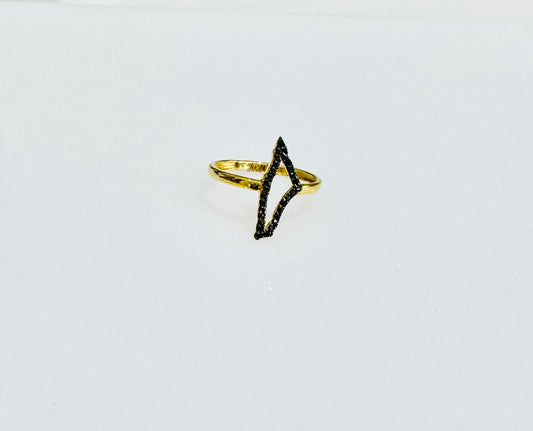 21k Gold black Studded Palestine Ring