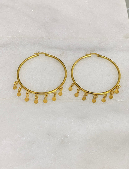 21k Gold Large Hoop Earrings