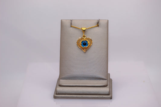 21k Gold heart Evil Eye Pendant