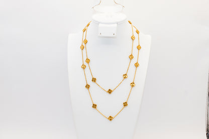 21K Gold Long Flower Necklace