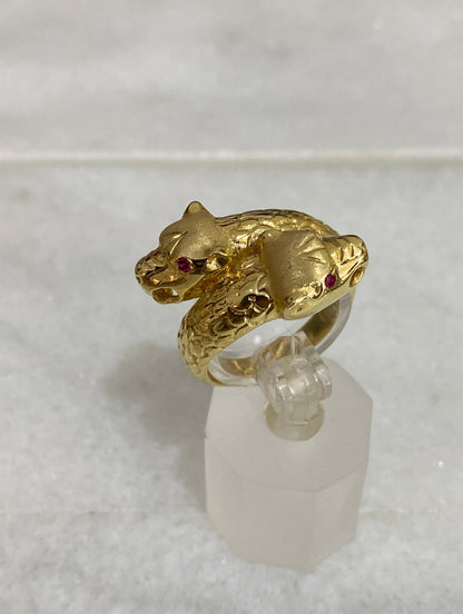 18k Gold Panther Bracelet Ring Set