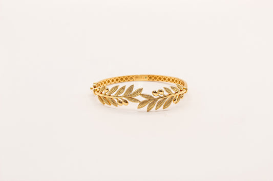 21K Gold Olive Leaf Bangle Bracelet