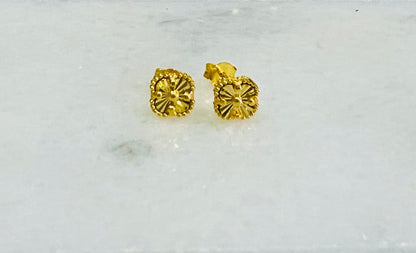 21k Gold Mini Clover Earrings