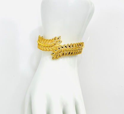 21k Gold Leaf Bangle Bracelet