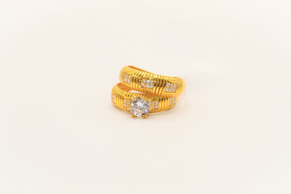 21K Gold Solitaire Wedding Ring Set
