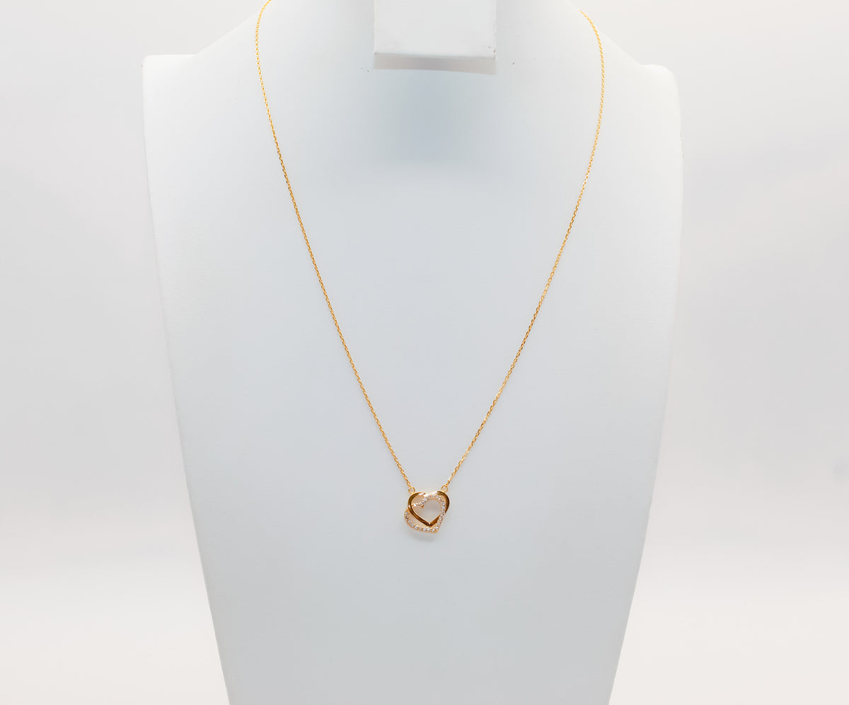21K Gold Double Heart Necklace