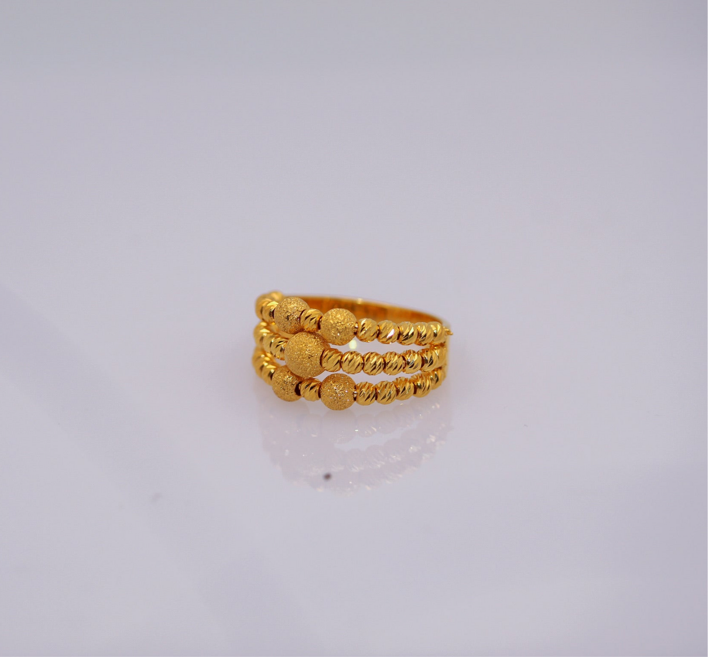 21k Gold 3 Row Beaded Ring