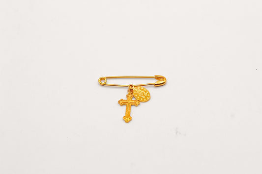 21K Gold Kids Cross Charm Pin