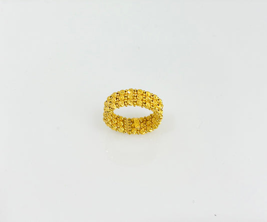 21k Gold 3 Row Bead Ring