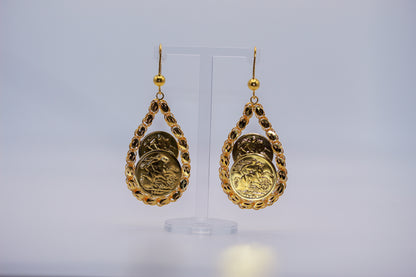 21k Gold Coin Dangle Earrings