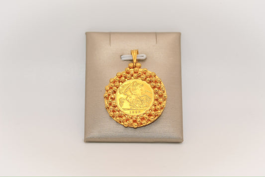 21k Gold English Coin Himo Pendant