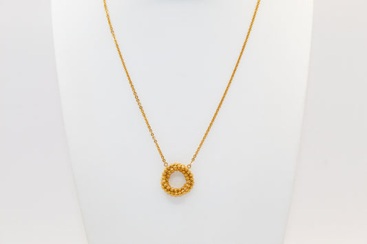 21K Gold Bead Circle Necklace