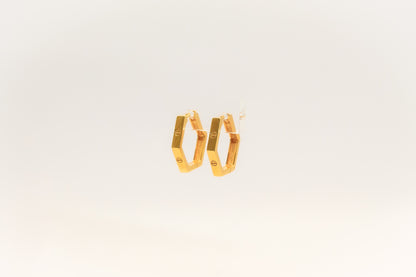 21K Gold Small Hexagon Earrings