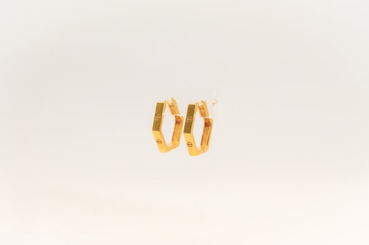 21K Gold Small Hexagon Earrings