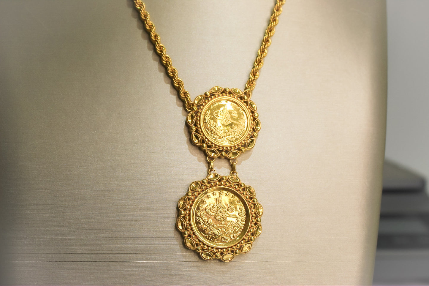 21k Gold Turkish Coin Necklace