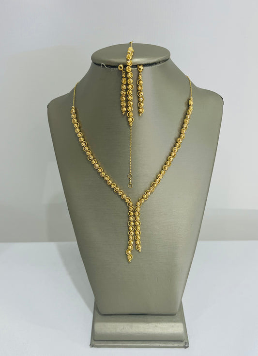 21k Gold Beaded Necklace Set