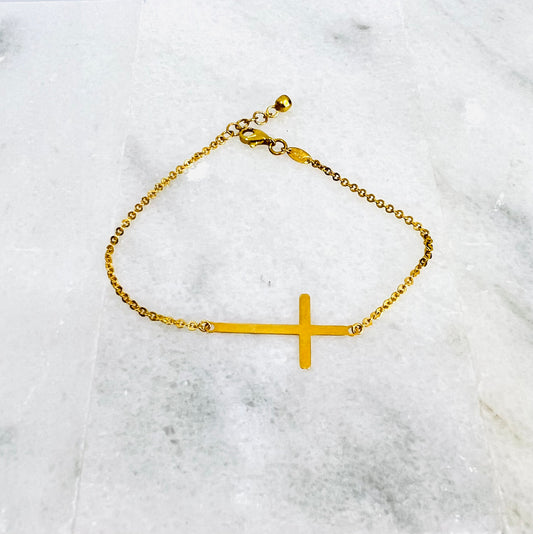 21k Gold Cross Bracelet