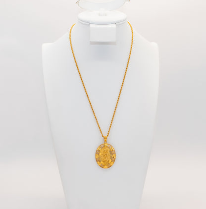 21K Gold Oval Rose Necklace, view 2