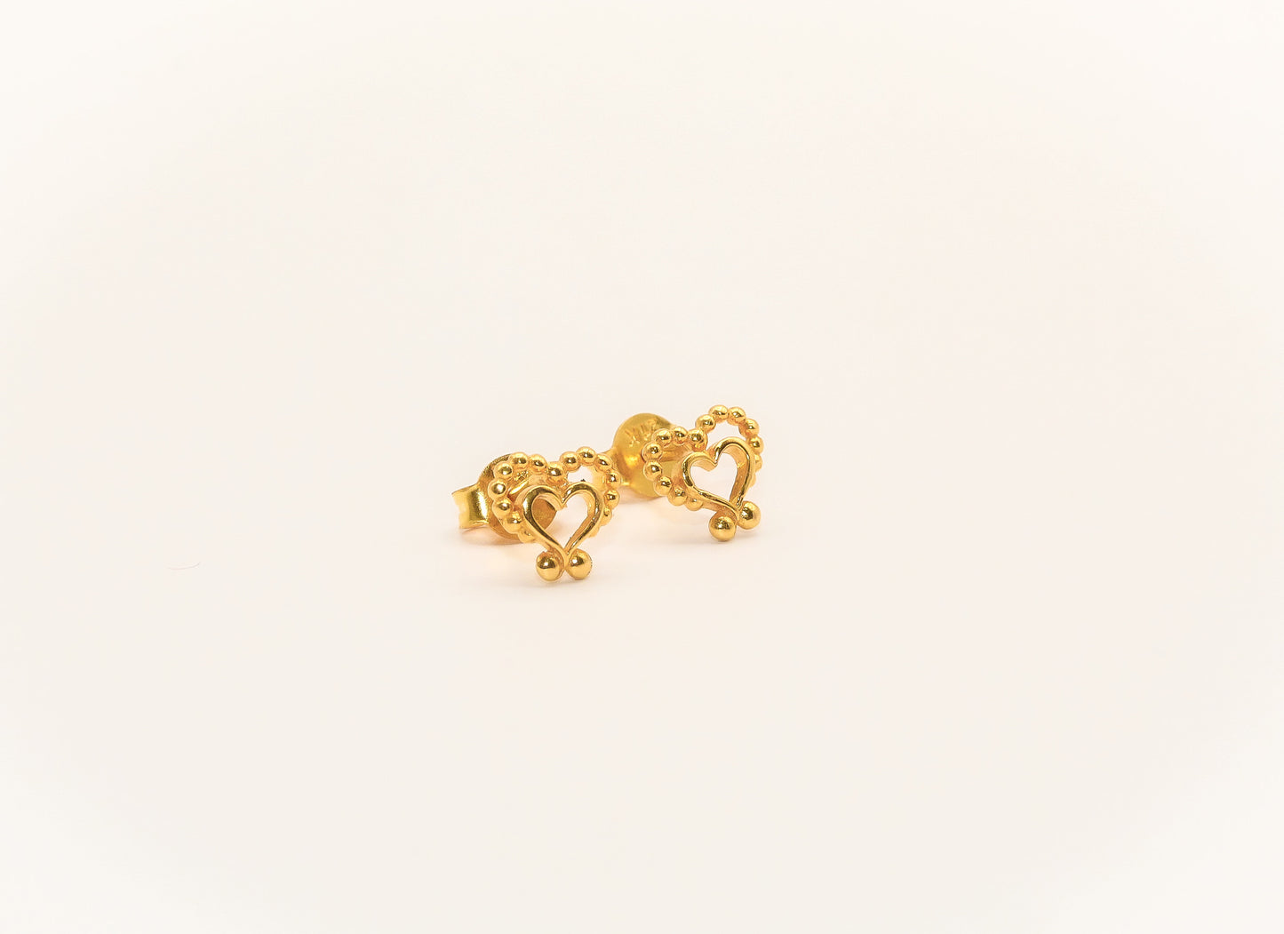 21K Gold Double Heart Kids Earrings