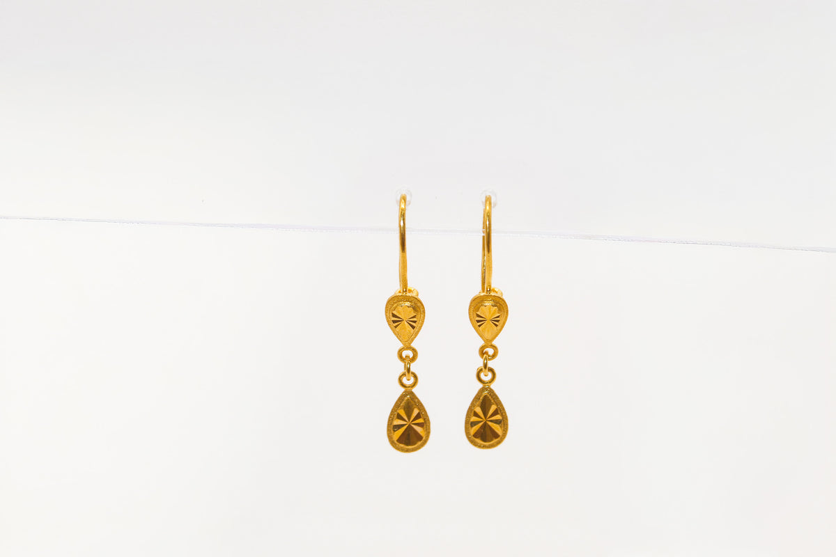 21K Gold Kids Mini Tear Drop Dangle Earrings