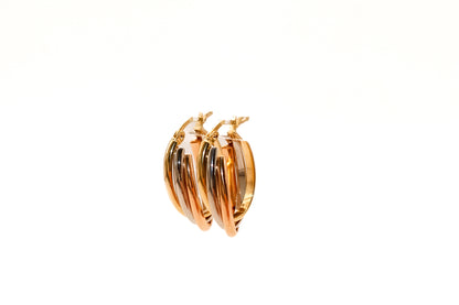 18K Gold Three Tone Earrings