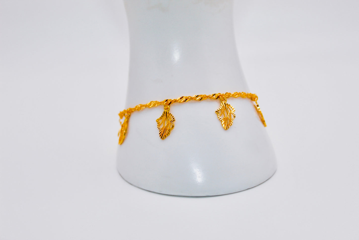 21k Gold Leaf Charm Bracelet