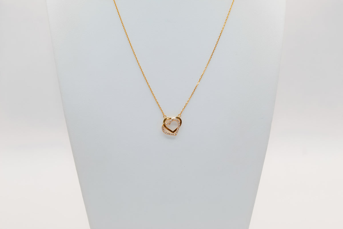 21K Gold Double Heart Necklace