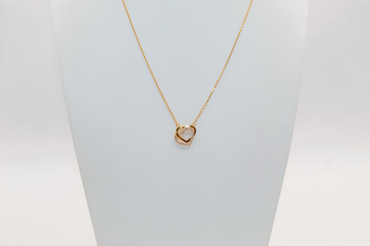 21K Gold Double Heart Necklace