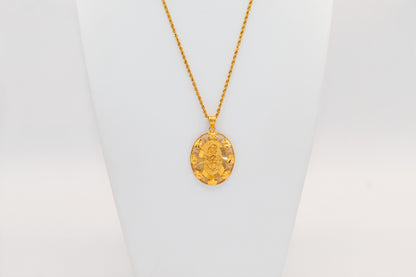21K Gold Oval Rose Necklace