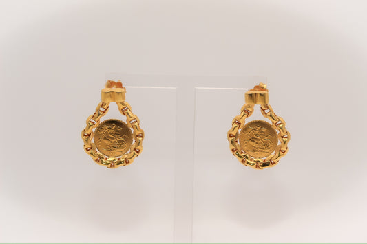 21k Gold Himo Coin Earrings