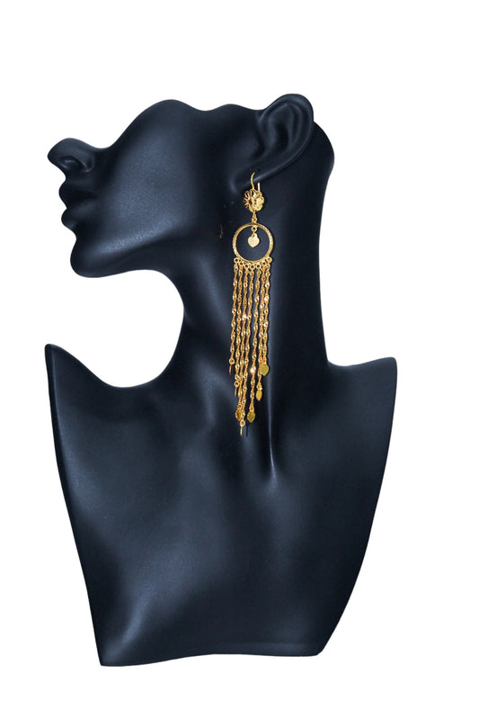 21k Gold Long Dangle Earrings