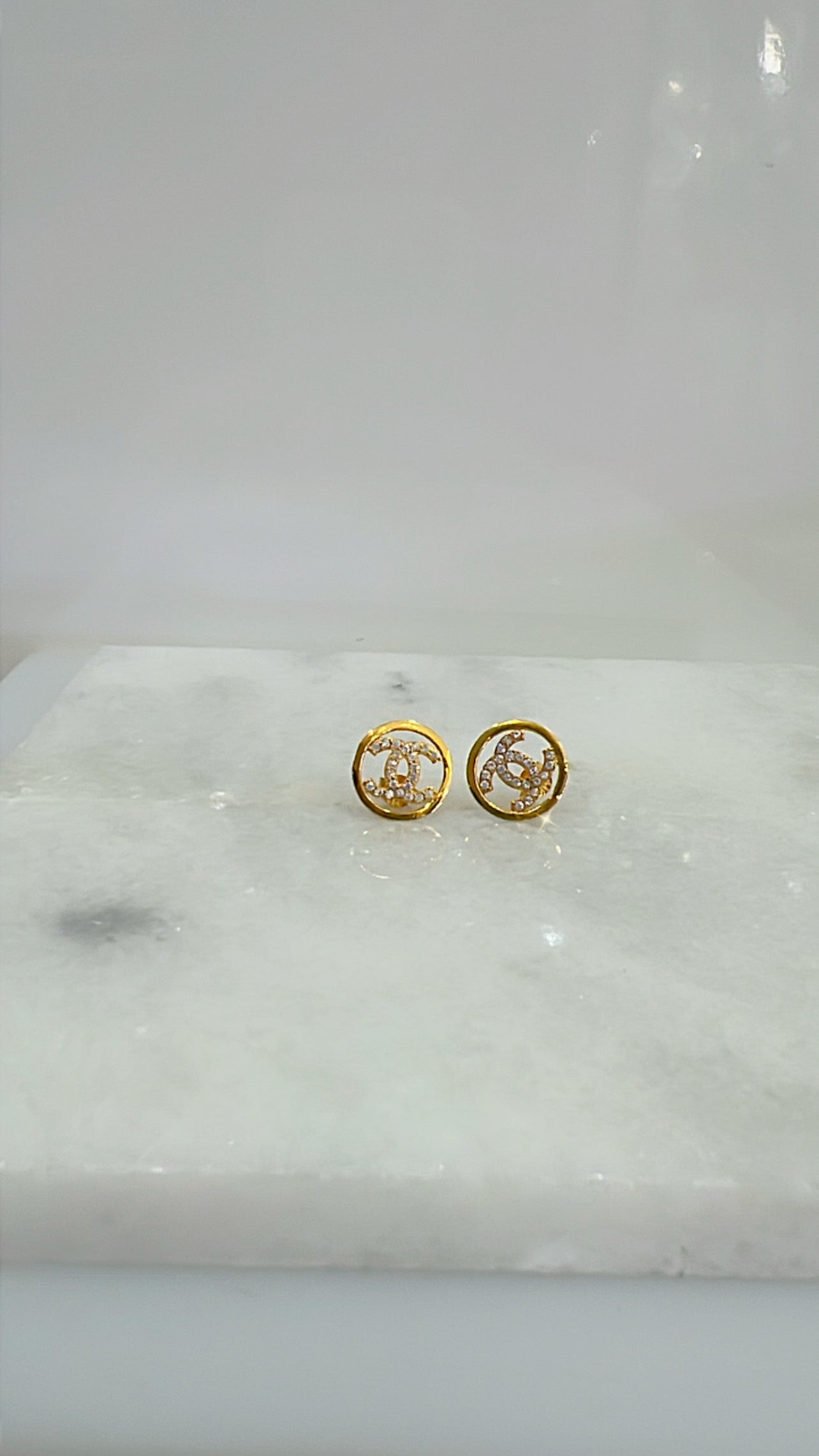 21k Gold CC Zirconia Earrings
