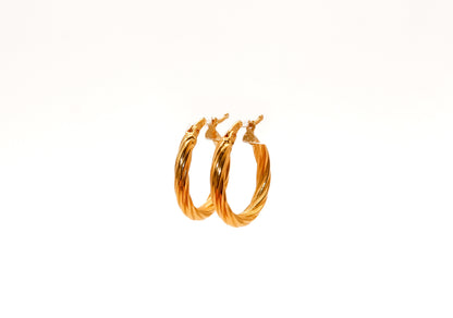 21k gold small rope Hoop earrings