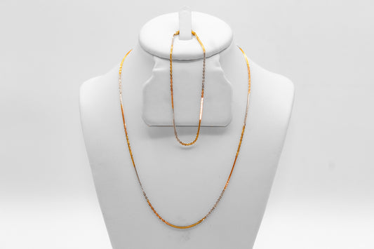 18K Gold Three Tone Delicate Chain Set