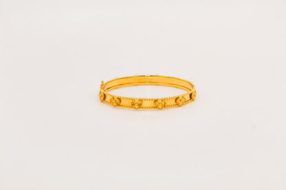 21K Gold Flower Bangle Bracelet