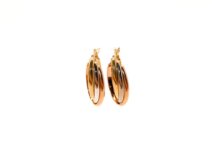 18K Gold Three Tone Earrings