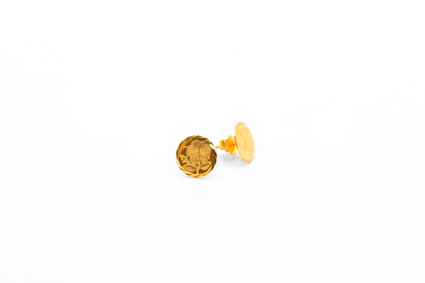 21K Gold Coin Flower Post Earrings