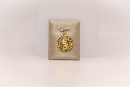 21k Gold Himo Coin Pendant