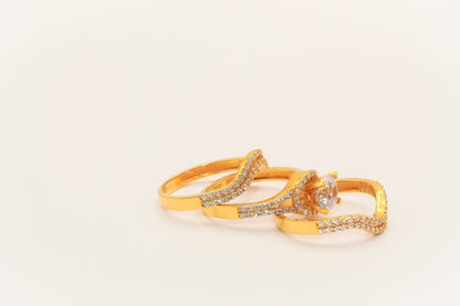 21K Gold Solitaire Wedding Ring Set