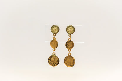 21K Gold Coin Flower Earrings