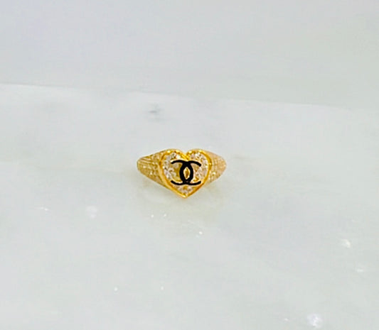 21k Gold Heart Zirconia Ring