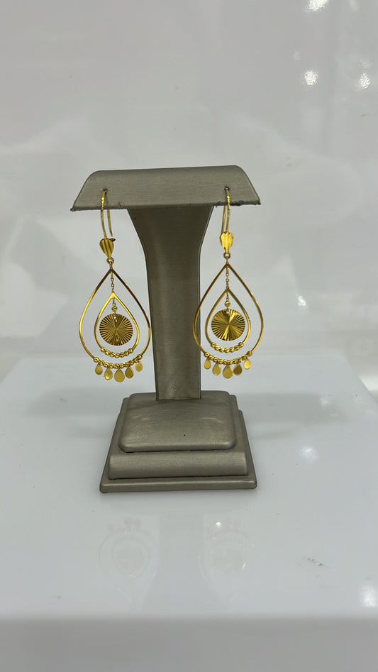 21k Gold Tear Drop Dangle Earrings