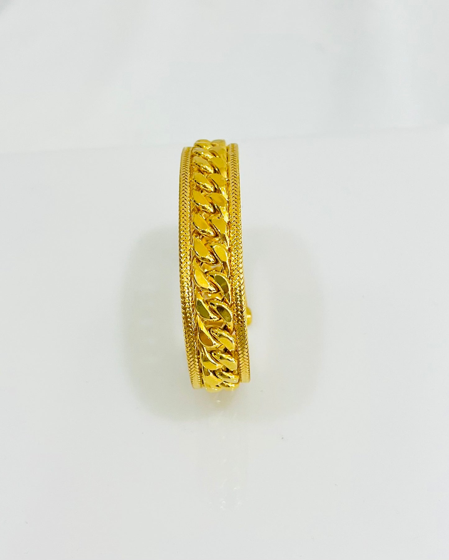 21k Gold Himo Cuban Link Cuff Bracelet