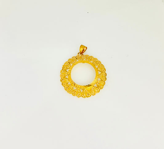 21K Gold Coin Frame Pendant