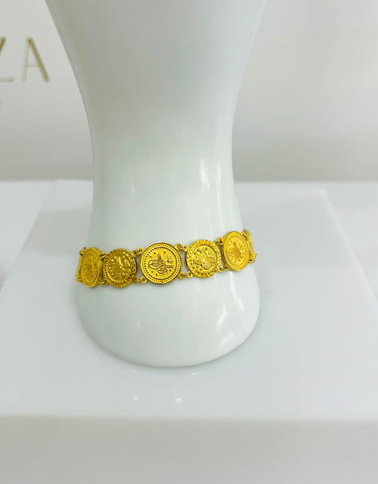 21k Gold Turkish Coin Bracelet