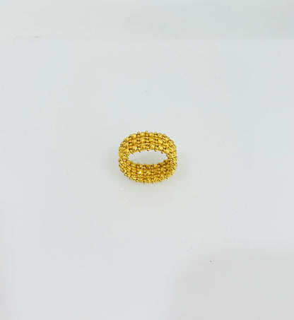 21k Gold Himo Triple Row Bead Ring