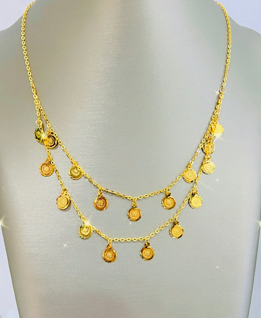 21k Gold 2 Layer Coin Necklace