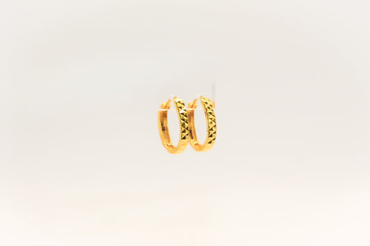 21K Gold Oval Small Hoop Earrings