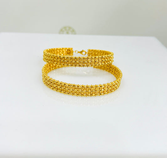 21k Gold Beaded Bangle Bracelets
